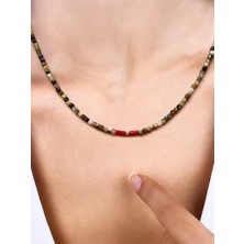 Rupen Kraft 14 Ayar Kristal Kesim Yeşil Granat Taşlı Minimal Altın Kolye