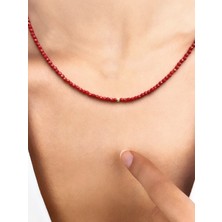 Rupen Kraft 14 Ayar Kristal Kesim Mercan Taşlı Minimal Altın Kolye