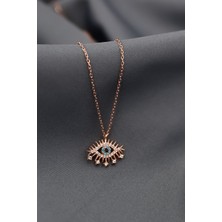 Papatya Silver 925 Ayar Gümüş Rose Kaplama Zirkon Taşlı Kirpik Göz Kolye