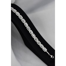 Papatya Silver 925 Ayar Gümüş Rodyum Kaplama Zirkon Baget Kare Taşlı Su Yolu Bileklik