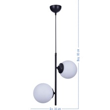 Özpolat Aydınlatma Inci 2'li Lüx Beyaz Opal Camlı Avize Siyah