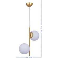 Özpolat Aydınlatma Inci 2'li Lüx Beyaz Opal Camlı Avize Gold