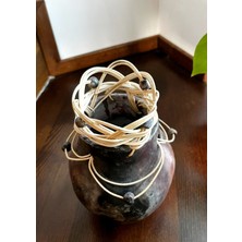 Halley Concept Özel Tasarım El Yapımı Rattan Örgülü Seramik Vazo