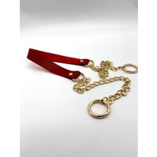 Angel Çanta Aksesuar Tek Kat Suni Deri Bordo Renk Ince Zincirli Sap Light Gold Metal