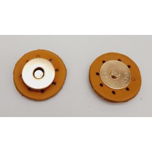 Angel Çanta Aksesuar Gerçek Derili Mıknatıslı Çıtçıt Hardal Light Gold Metalli