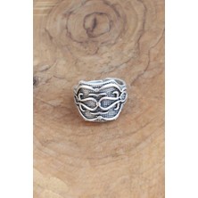 Clariss Motifli Gümüş Renk Ayarlanabilir Erkek Yüzük