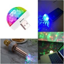 Dempower Araç Içi USB Girişli Renkli Mini Disco Topu Beyaz Renk