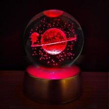 Keyfim Shop Satürn Çemberinde Yürüyen Kız Işıklı Cam Küre 8 x 6 cm