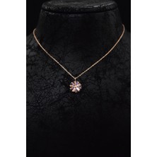 Papatya Silver 925 Ayar Gümüş Rose Kaplama Lacivert Zirkon Taşlı Dönen Güneş Kolye