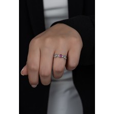Papatya Silver Gümüş Prenses Yüzük. Renkli Taşlı Ayarlanabilir Ölçü. Rodyum Kaplama 925 Ayar Gümüş
