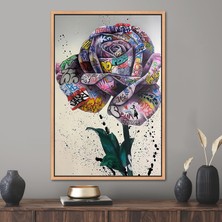 Kayra Export 1 Parça Naturel Çerçeveli Kanvas Tablo Soyut Kanvas Dekor Banksy Kanvas Graffiti Hediye Kanvas