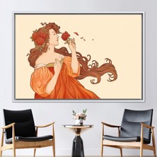 Kayra Export 1 Parça Beyaz Çerçeveli Kanvas Tablo Mucha Tanrıça Hediye Kanvas