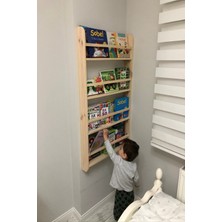 Nefes Design Ahşap Montessori Eğitici Çocuk Odası Kitaplık Rafı Duvara Monte 4 Bölmeli