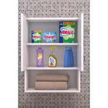 Uysal Makina Üstü Dolap, Banyo Dolabı, Çamaşır Dolabı, Havlu Dolabı, Kapaklı Dolap - Beyaz