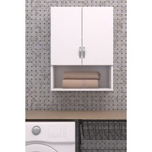 Uysal Makina Üstü Dolap, Banyo Dolabı, Çamaşır Dolabı, Havlu Dolabı, Kapaklı Dolap - Beyaz