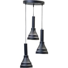 Dylight Daria Retro Metal Dekoratif 3 Lü Modern Rustik Sarkıt Avize Çap:30 cm