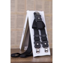 Kasva Deri Orijinal Deri Klipsli Siyah Pantolon Askılığı