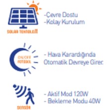 AYT Çözüm 120W Solar Sokak Lambası Güneş ENERJİLİ-3352