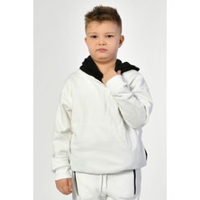 Noori Cepli Kapüşonlu Erkek Çocuk Sweatshirt  - Beyaz Beyaz - 8-10 Yaş