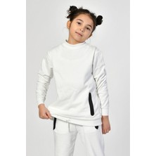 Noori Bisiklet Yaka Cepli Kız Çocuk Sweatshirt  - Beyaz Beyaz - 12-14 Yaş