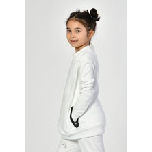 Noori Bisiklet Yaka Cepli Kız Çocuk Sweatshirt  - Beyaz Beyaz - 12-14 Yaş