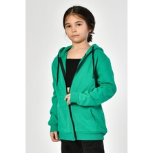 Noori Cepli, Kapüşonlu, Fermuarlı Kız Çocuk Sweatshirt  - Yeşil Yeşil - 10-12 Yaş