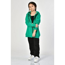 Noori Cepli, Kapüşonlu, Fermuarlı Kız Çocuk Sweatshirt  - Yeşil Yeşil - 10-12 Yaş
