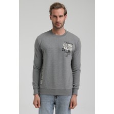 New World Polo Bisiklet Yaka Gri Slim Fit Sweatshirt 22FWM60122