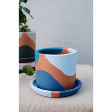 Fi.Dayy Design Terracotta Toprak Saksi Mavinin Tonları Minik 9.5X8CM