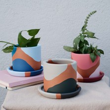 Fi.Dayy Design Terracotta Toprak Saksı & Tabak Set - 3 Adet