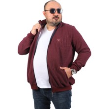 Moc Grande Fermuarlı Hırka Bordo Büyük Beden Uzun Kol %50 Pamuk %50 Polyester Günlük Stil