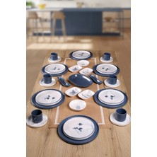 Keramika Blue Magic Yaprak Desenli 6 Kişilik 34 Parça Kahvaltı Takımı