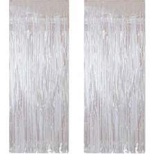 Çıtı Pıtı Store Metalize Arka Fon Süsü Asmalı 50 x 230 cm Beyaz