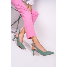 Modabuymus Mint Yeşili Arkadan Fiyonklu Topuklu Stiletto Ayakkabı - Minipony