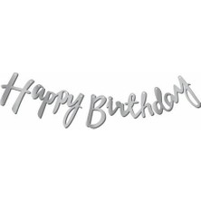Çıtı Pıtı Store Happy Birthday Kaligrafi Banner Yazı Gümüş