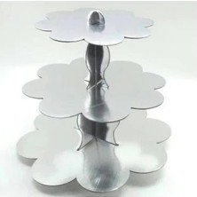 Çıtı Pıtı Store Cup Kek Standı 3 Katlı Gümüş