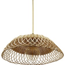 Belkıs Rattan Bambu Rattan Hasır Rafya Jüt ip Makrome Avize 50x20 cm