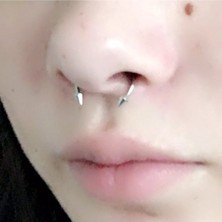 Paslanmaz Çelik Gümüş Renk Mıknatıslı Fake Sahte Septum Piercing