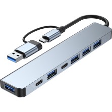 Ada USB Hub Bölücü 7-Ports 8-In-1 Hub Bir Çekme Beş Hub 3.0 Dizüstü Bilgisayar Yerleştirme Istasyonu (Yurt Dışından)