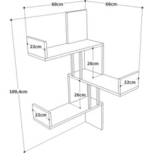 Nefes Design Köşe Duvar Rafı Ahşap Kitaplık Raf