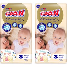 Goo.N Goon Premium Soft Bebek Bezi 3 Beden Jumbo Paket 40'lı x 2 Adet