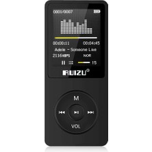 Ruizu X02 Ultra Ince Mp3 Çalar 8gb Fm Radyo Siyah