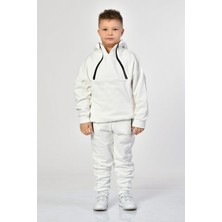 Noori Cepli, Kapüşonlu, Fermuarlı Erkek Çocuk Sweatshirt  - Beyaz Beyaz - 6-8 Yaş