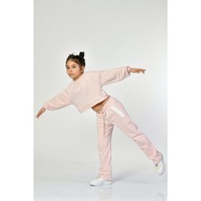 Noori Bisiklet Yaka Crop Kız Çocuk Sweatshirt  - Pembe Pembe - 8-10 Yaş