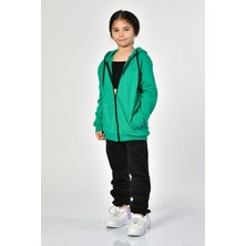 Noori Cepli, Kapüşonlu, Fermuarlı Kız Çocuk Sweatshirt  - Yeşil Yeşil - 8-10 Yaş