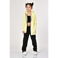 Noori Cepli, Kapüşonlu, Fermuarlı Kız Çocuk Sweatshirt  - Limon Sarısı Limon Sarısı - 8-10 Yaş