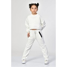 Noori Cepli, Fermuarlı Kız Çocuk Eşofman Altı  - Beyaz Beyaz - 6-8 Yaş