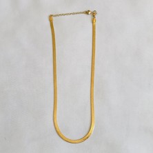 Takı Accessory Çelik Italyan Yassı Zincir Kolye Gold 65CM