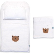 Funna Baby Bambu Muslin -  Altaçma Seti - Teddy - Beyaz - 40 x 70 cm