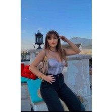 Trn JNS Siyah Yüksek Bel Wideleg Jean Pantalon